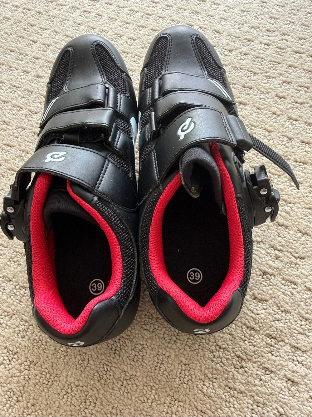Peloton womens Black & red Velcro Cycling Shoes
